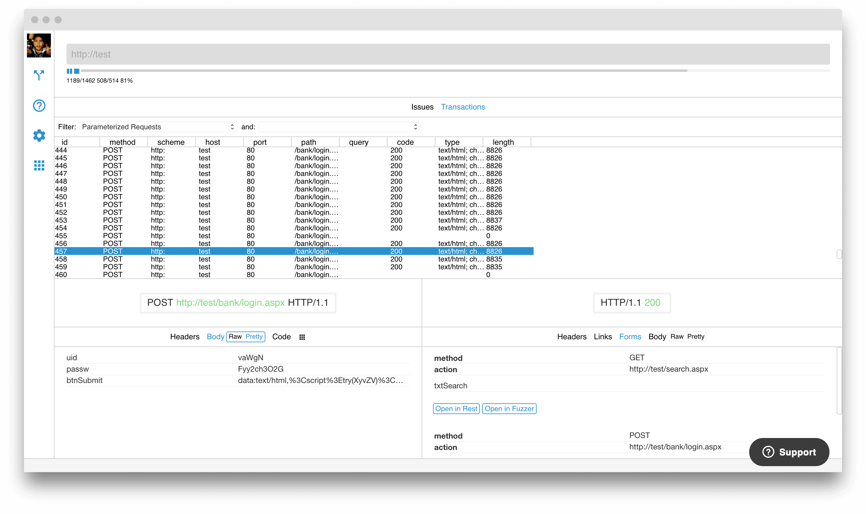 Scanner transactions details