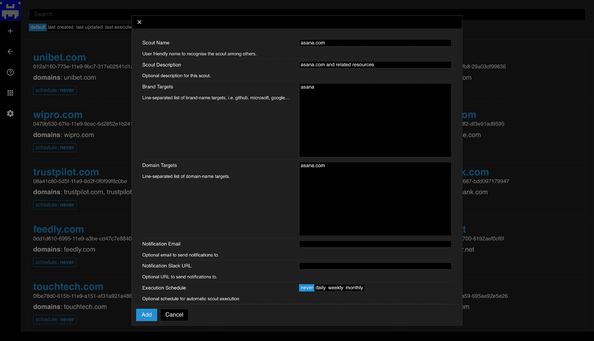 configure scout target