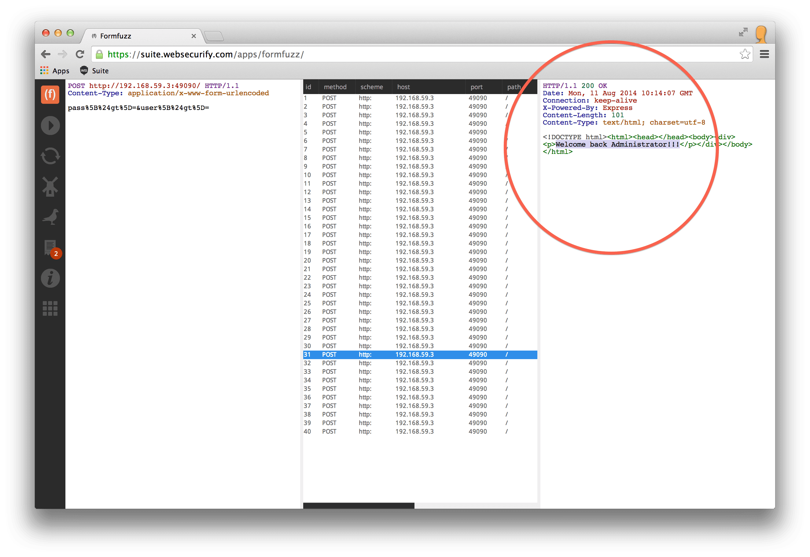 Formfuzz MongoDB fuzzing in action