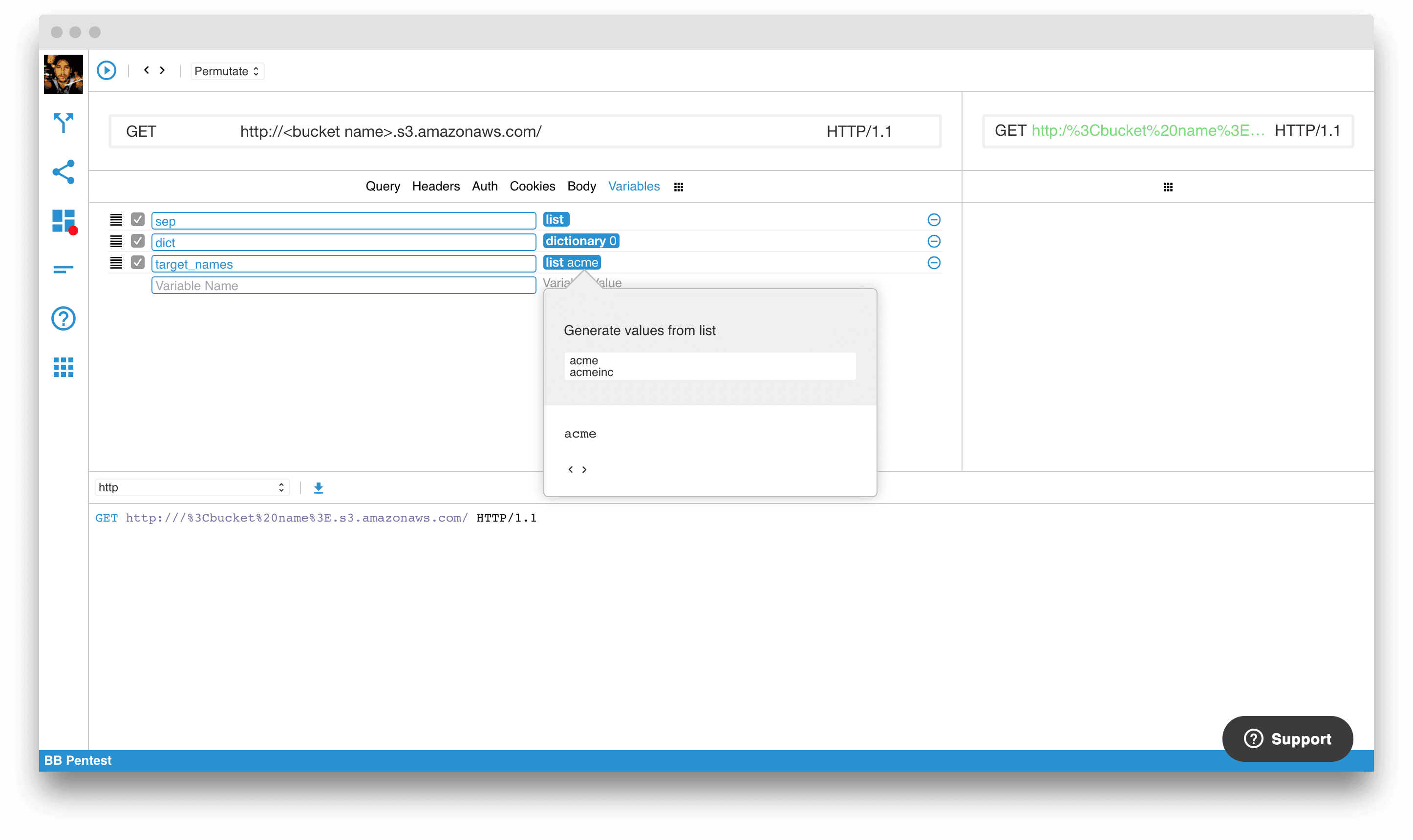 all base variables configured